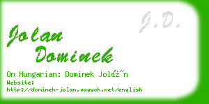 jolan dominek business card